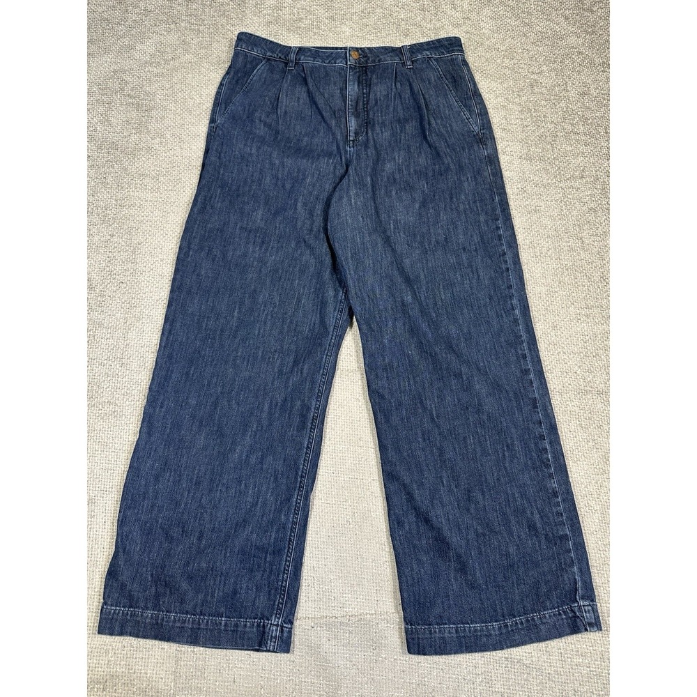 J Crew Jeans Womens 31 Blue Wide Leg Pleated Trousers Pants Denim BX566
